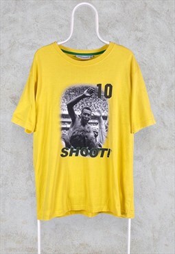 Vintage Shoot T Shirt Yellow Pele Brazil XL