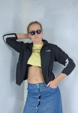 Vintage y2k track unisex short summer bomber jacket in black