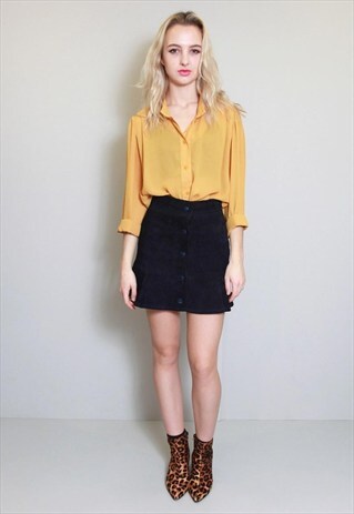 VINTAGE 1970'S AMAZING MUSTARD YELLOW SHEER SHIRT