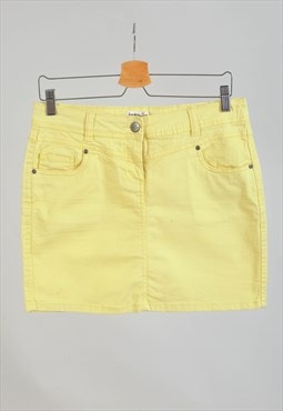 Vintage 00s mini denim skirt in yellow 