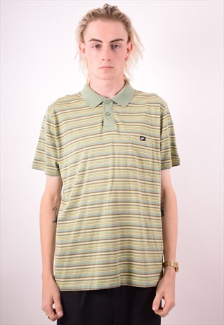 NIKE MENS VINTAGE POLO SHIRT XL GREEN STRIPES 90S