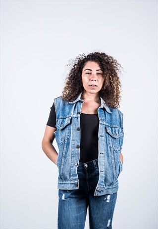 LEVI'S VINTAGE 1980S BLUE DENIM WAISTCOAT JACKET