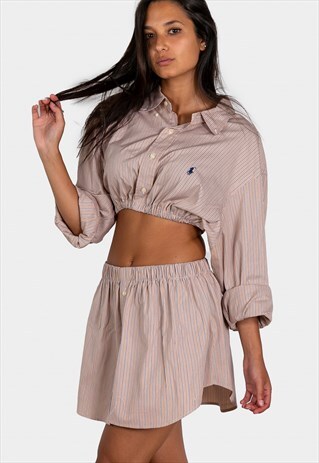 VINTAGE REWORKED SHIRT CO-ORD SET RALPH LAUREN TOP & SKIRT