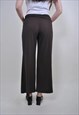 VINTAGE BROWN WIDE CROPPED TROUSERS