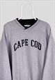 VINTAGE CAPE COD GREY SWEATSHIRT SPELL OUT EMBROIDERED XL
