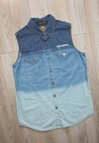 VINTAGE HARLEY-DAVIDSON DENIM SHIRT LOGO 90S M 11.2