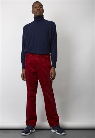 VINTAGE 90'S POLO RALPH LAUREN RED CORDUROY JEANS