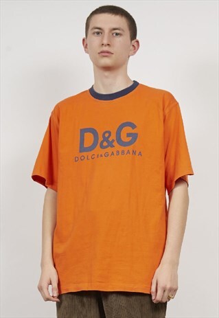 VINTAGE 90'S DOLCE & GABBANA LOGO ORANGE T-SHIRT