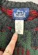 VINTAGE WOOLRICH KNITTED JUMPER PATTERNED CHUNKY KNIT