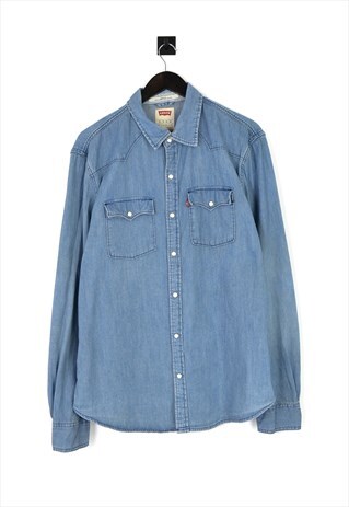 Vintage Levis Blue Denim Shirt Size XL