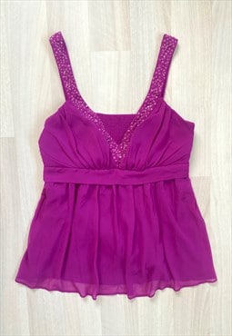 Y2K Pink Sequin Cami Top