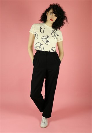 FACES FACE PRINT GRAPHICS T-SHIRT - BLACK ON NATURAL COTTON