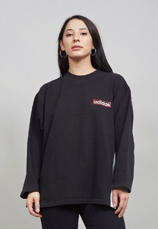 VINTAGE 90'S BLACK ADIDAS THREE STRIPE SWEATSHIRT