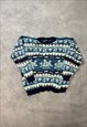 Vintage Abstract Knitted Jumper Flower Patterned Sweater