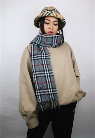 VINTAGE BURBERRY CASHMERE NOVA CHECK SCARF