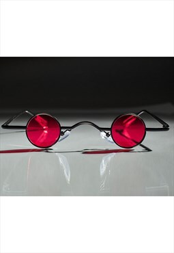 Red Goth Steampunk Sunglasses 1910s Small Victorian Vampire 