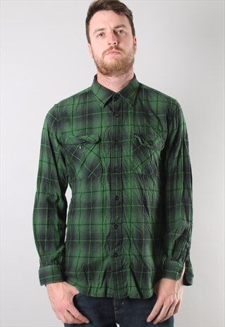 VINTAGE CHECK FLANNEL SHIRT LARGE