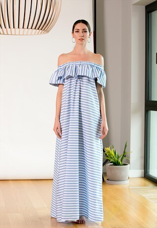 RUFFLE DRESS, SUMMER DRESS, OFF SHOULDER DRESS, LONG DRESS