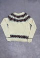 VINTAGE KNITTED JUMPER ABSTRACT PATTERNED CHUNKY KNIT 