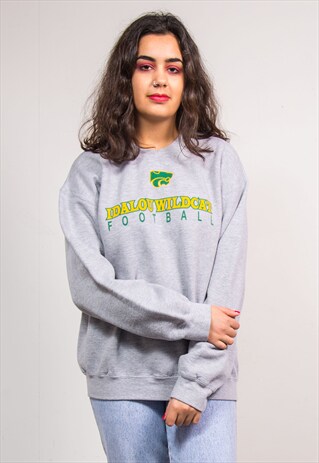 VINTAGE 90'S GREY COLLEGE STYLE SPORTS SWEATSHIRT