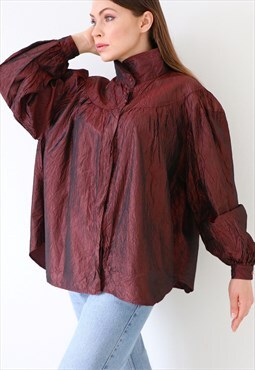Vintage Jil Sander Oversized Shirt 90s Blouse Burgundy