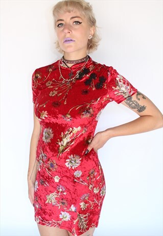 RED VELOUR MINI DRESS