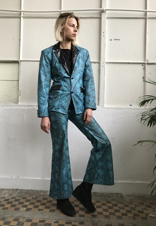 VINTAGE 70' UNIQUE COOL SNAKE BLUE SHINY OUTFIT