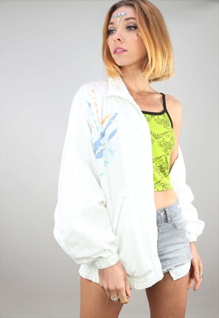VINTAGE 80S 90S OVERSIZED FESTIVAL SHELL WINDBREAKER JACKET