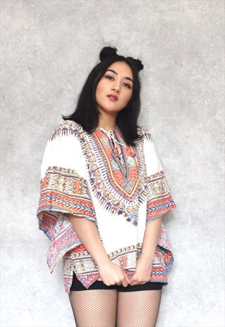 VINTAGE 1970S TUNIC KIMONO DASHIKI FESTIVAL TOP