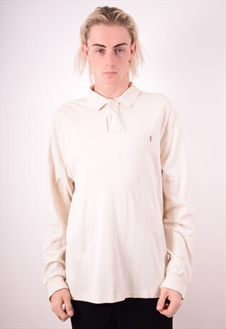 POLO RALPH LAUREN MENS VINTAGE POLO SHIRT XXL WHITE 90S