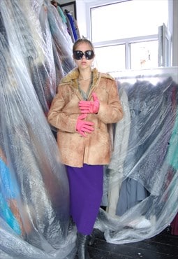 Vintage 90's baggy tie-dye penny-lane fluffy trench coat