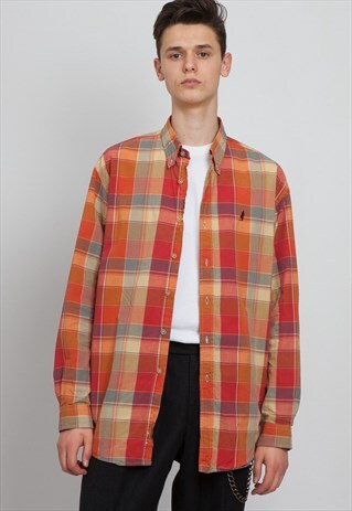 VINTAGE RED MARLBORO CLASSICS LONG SLEEVE CHECKERED SHIRT