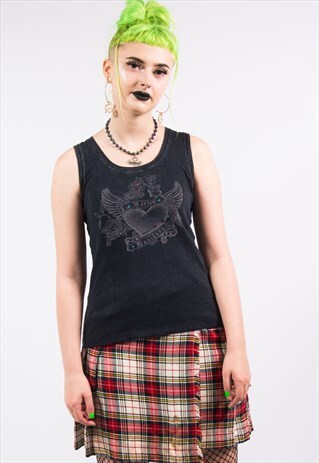 VINTAGE Y2K HARLEY DAVIDSON GEMSTONE VEST T-SHIRT TOP