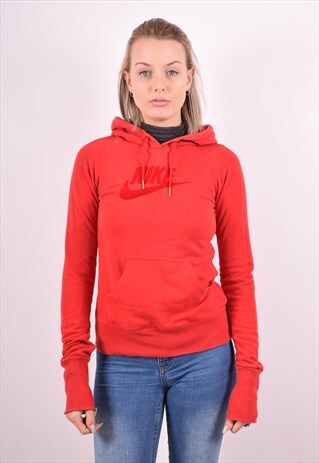 NIKE WOMENS VINTAGE HOODIE JUMPER MEDIUM RED 90S