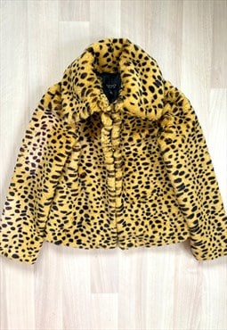 Y2K Cheetah Print Faux Fur Coat