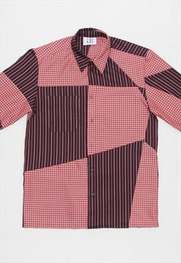 Red Reworked Check Stripe Shirt