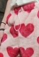 HEART FLEECE JOGGERS HANDMADE HEART OVERALLS IN PASTEL PINK