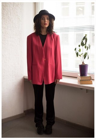 VINTAGE 80'S PINK ONE BUTTON BLAZER