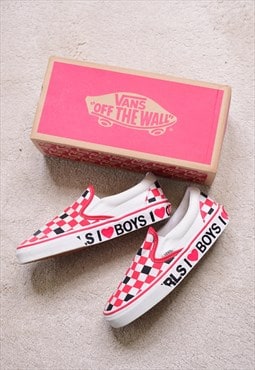 Vans Red White Check Slip On Trainers