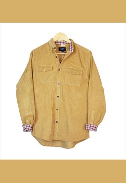 Vintage Y2K Beige Pull & Bear Corduroy Casual Shirt 