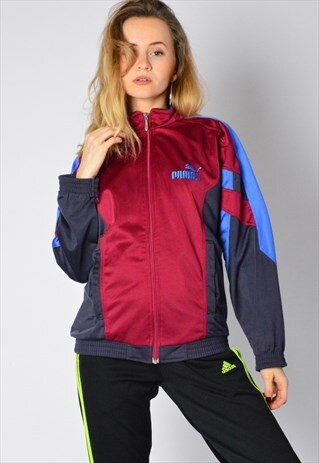 VINTAGE 90S COLOUR BLOCK PUMA TRACK JACKET PETITE