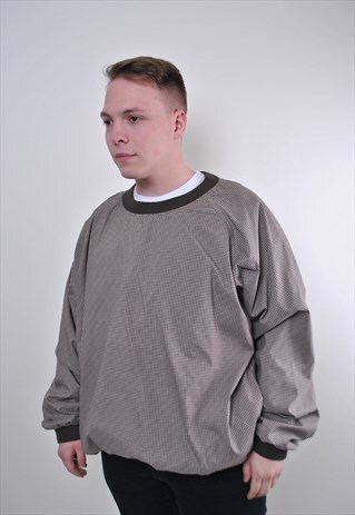 90S OVERSIZED BROWN PALID SWEATSHIRT, SIZE XL