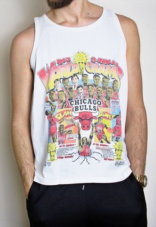 VINTAGE 1993 CHICAGO BULLS VEST NBA PRINTED ON ANVIL US MADE