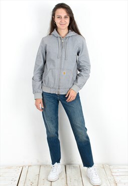 Light Active Jacket Grey Coat Zip Up Hoodie Cotton Top VTG
