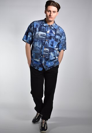 VINTAGE 90S QUICKSILVER ALLOVER PRINT SURF SHIRT