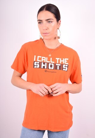 CHAMPION WOMENS VINTAGE T-SHIRT TOP XL ORANGE 90'S