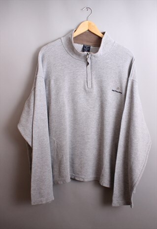 MENS VINTAGE GREY NAUTICA JEANS QUARTER ZIP SWEATSHIRT