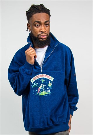 90S VINTAGE QUARTER ZIP FLEECE SWEATSHIRT