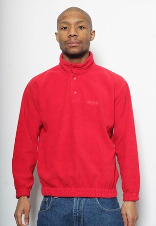 VINTAGE FILA MAGICLINE 1/4 BUTTON FLEECE RED