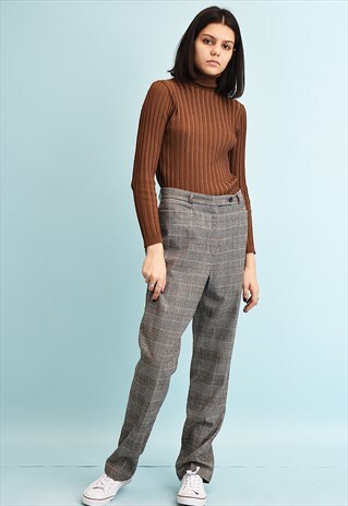 Y2K DOGTOOTH REGULAR WAIST SLIM TROUSERS